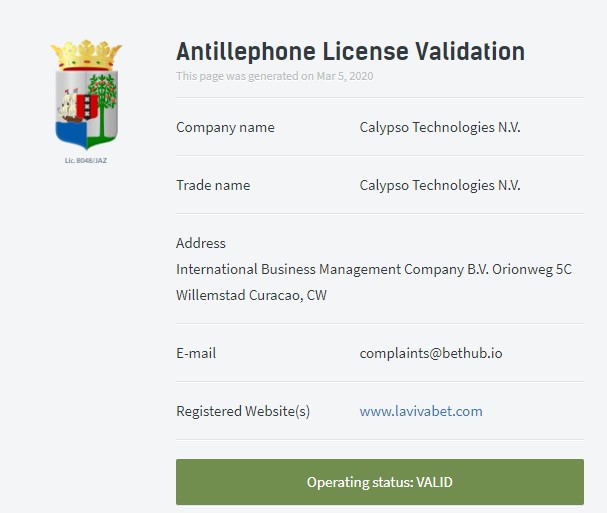 Lavivabet Lisans Bilgisi