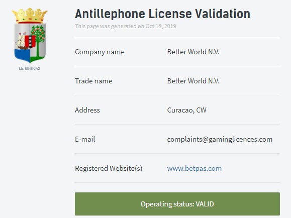 Betpas lisans girişlerini kontrol etme