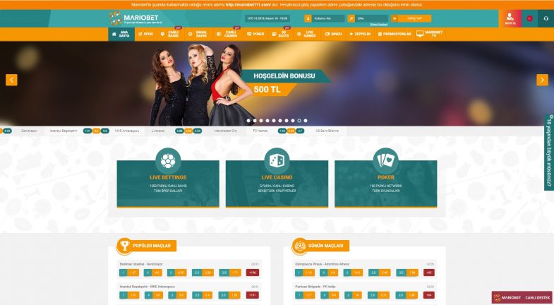 Mariobet giriş sayfası görünümü