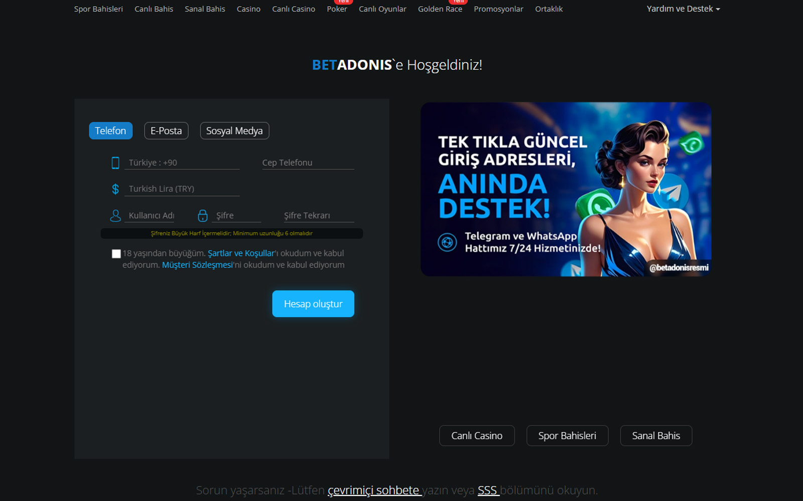 Betadonis kayıt sayfasında davet kodu veya promosyon kodu girilebilen isteğe bağlı alanın bulunduğu bölüm.