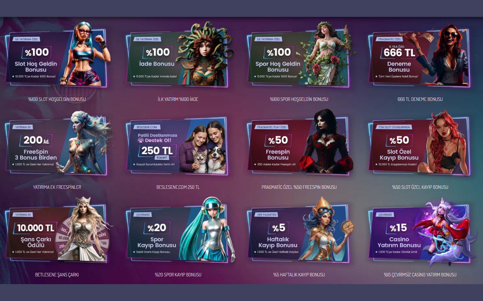 Betlesene bonus bölümünde aktif bonus ve süresi dolan kampanyaların ayrı sekmelerde gösterildiği kullanıcı dostu ekran görünümü.