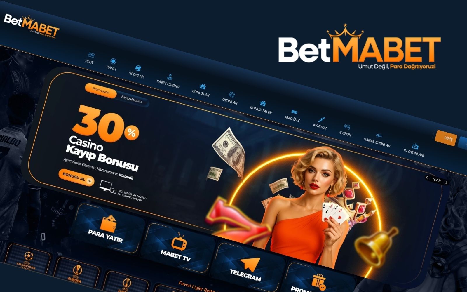 Betmabet giriş sayfasında öne çıkan bonus kampanyaları ve bahis kategorilerinin aynı ekranda görülebildiği tasarım.