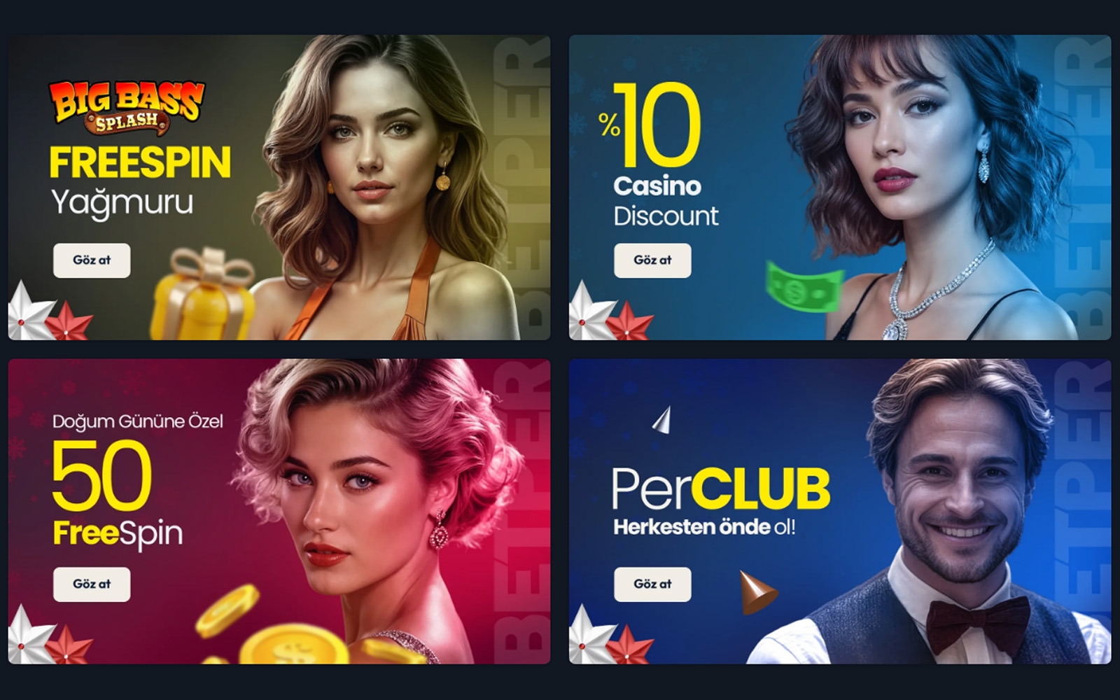 Betper bonus sayfasında yüzde oranlı ilk para yatırma bonus tekliflerinin tablolar halinde gösterildiği görünüm.