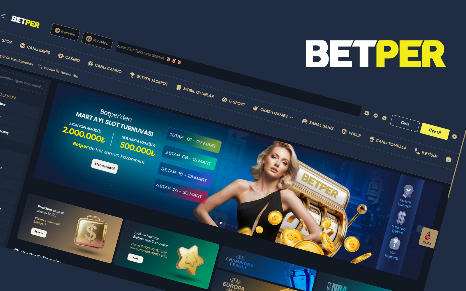 Betper mobil uygulama tanıtımında hızlı giriş ve tek tıkla kupon yapma avantajlarının anlatıldığı sayfa.