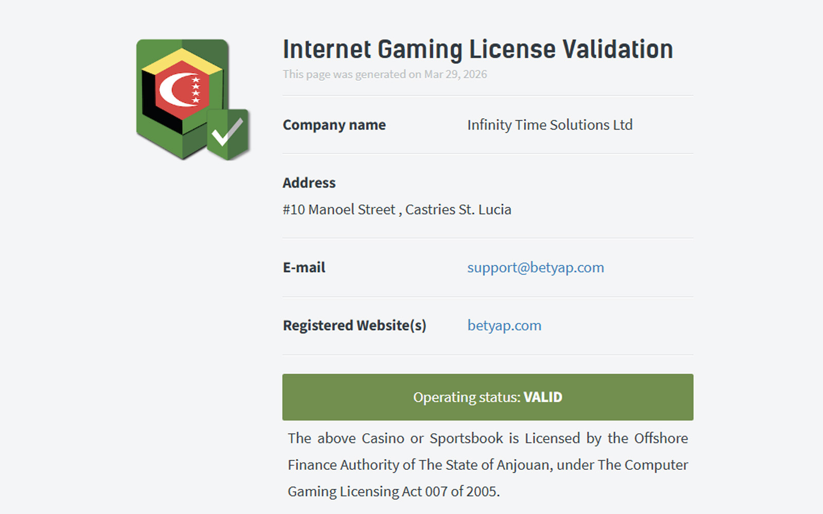 Betyap lisans bölümünde şeffaflık ve güven temalı görsel unsurlar eşliğinde lisans bilgilerinin sunulduğu tasarım.