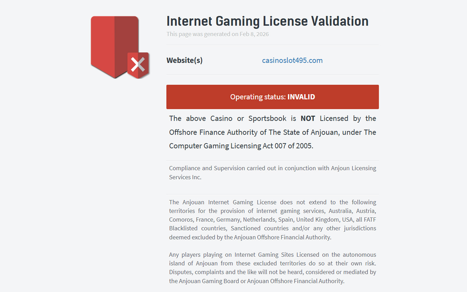 Casinoslot lisans bölümünde lisans kapsamına giren ürünler ve hizmetler için ayrı ayrı açıklama yapılan ekran.