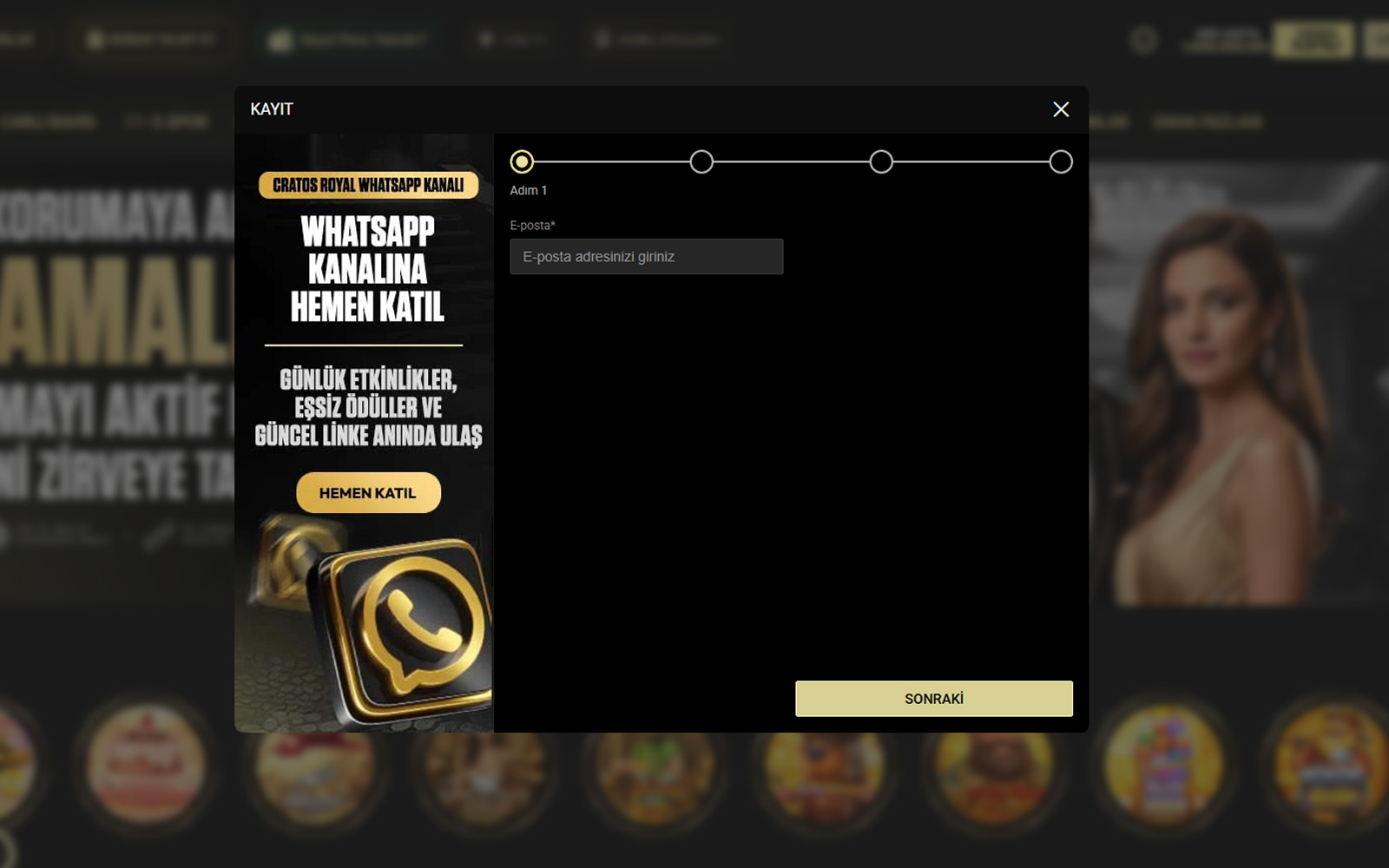 Cratosroyalbet kayıt sayfasında tek adımda üyelik oluşturmaya odaklanan sade form tasarımı.