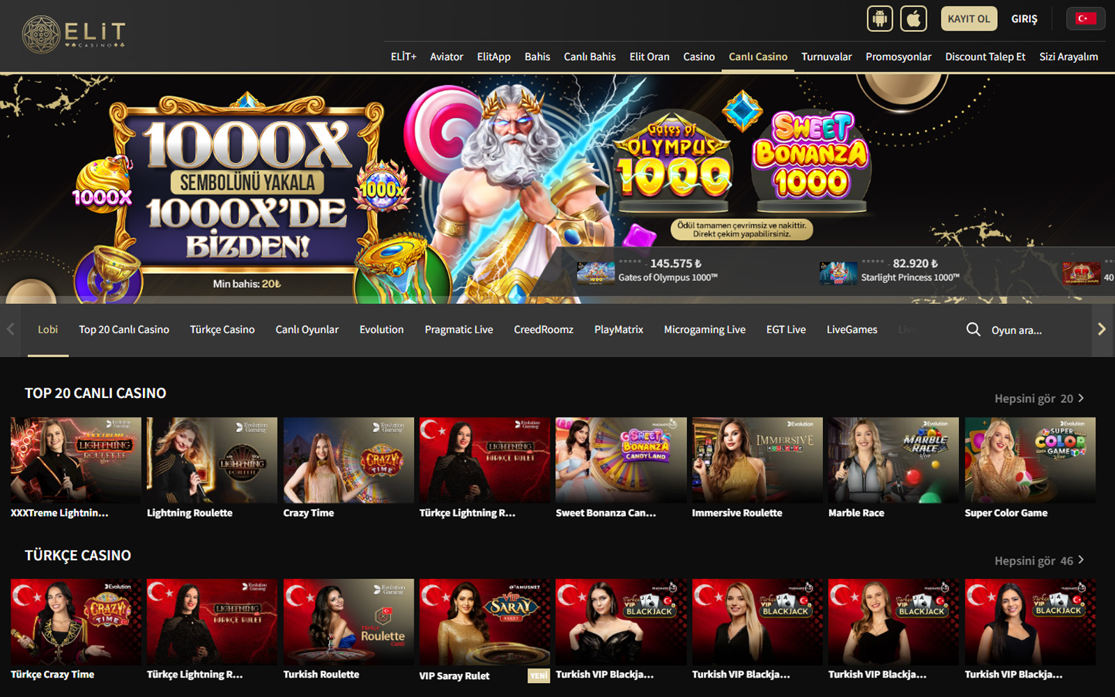 Elitcasino casino ekranında açılır menüyle oyunları alfabetik veya popülerliğe göre sıralama seçeneği.