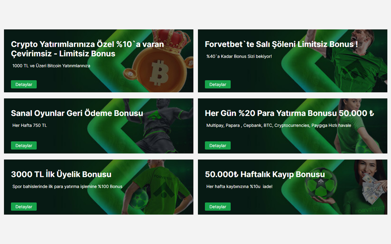 Forvetbet bonus bölümünde ilk üyelik sonrası alınabilecek ekstra deneme bonus seçeneklerinin gösterildiği arayüz.