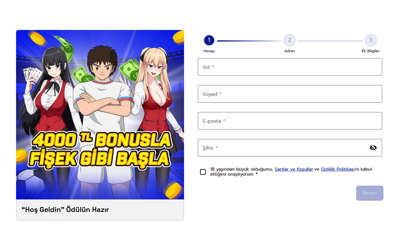 Genzobet kayıt sayfasında davet kodu veya promosyon kodu girilebilen isteğe bağlı alanın bulunduğu bölüm.