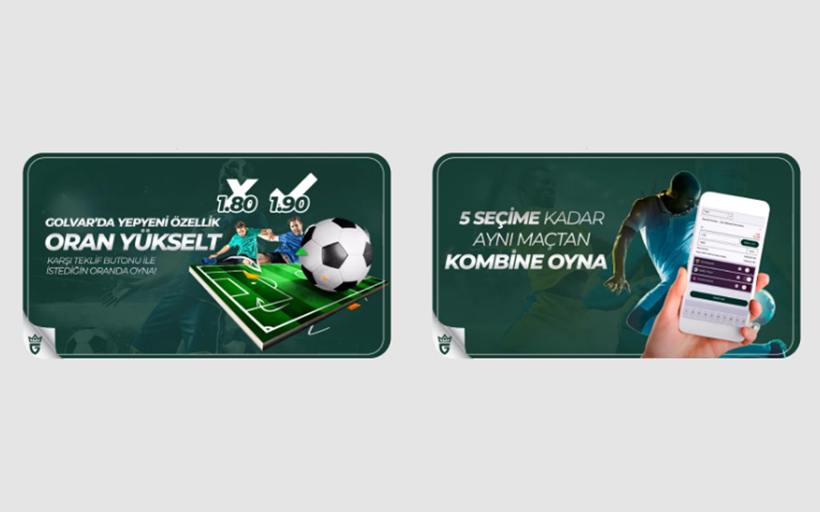 Golvar bonus sayfasında yeni üye hoş geldin bonus kampanyalarının listelendiği ekran görüntüsü.