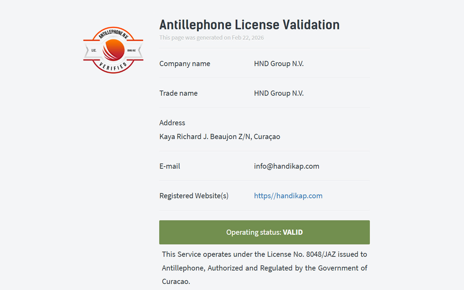 Handikap lisans ekranında mobil ve masaüstü platformlar için geçerli olan lisans kapsamını anlatan bilgilendirme.