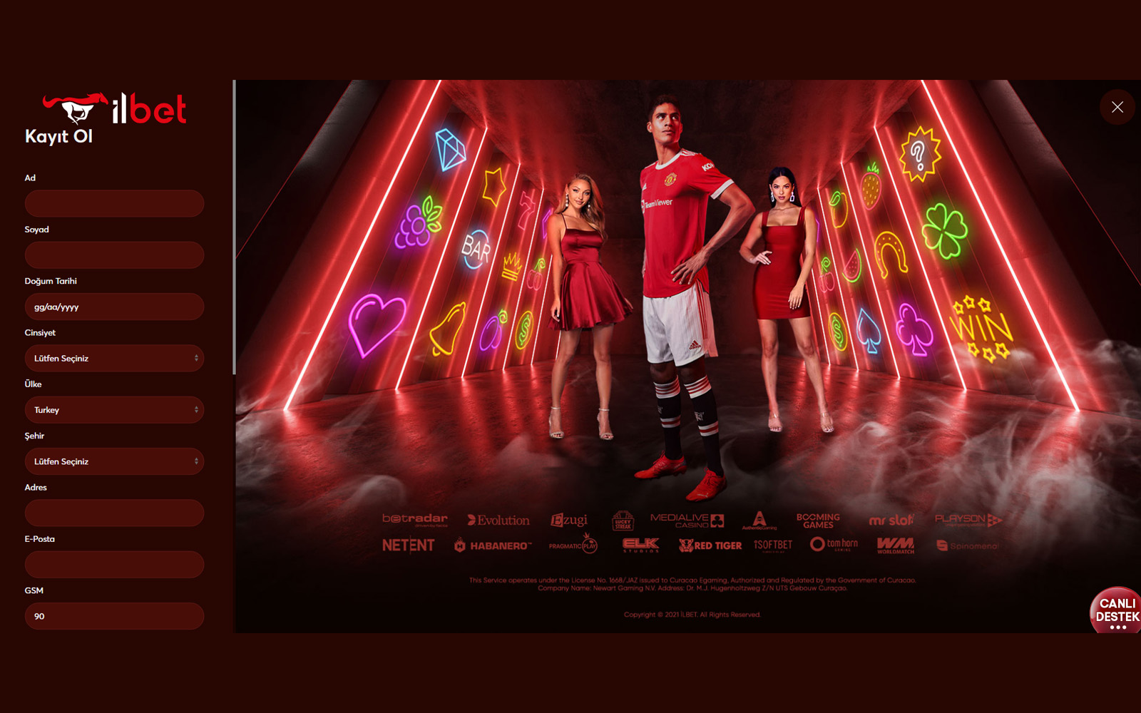Ilbet kayıt sayfasında daha önce hesap açmış kullanıcılar için giriş bağlantısının alt bölümde gösterildiği arayüz.