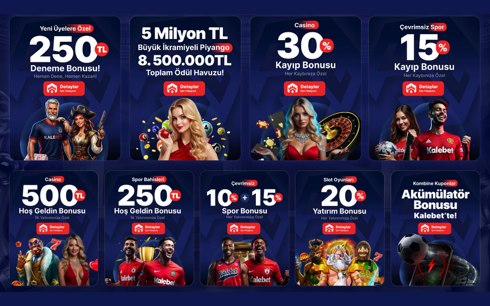 Kalebet bonus sayfasında yeni çıkan kampanyaları vurgulayan öne çıkan bonus etiketiyle işaretli kutucuklar.
