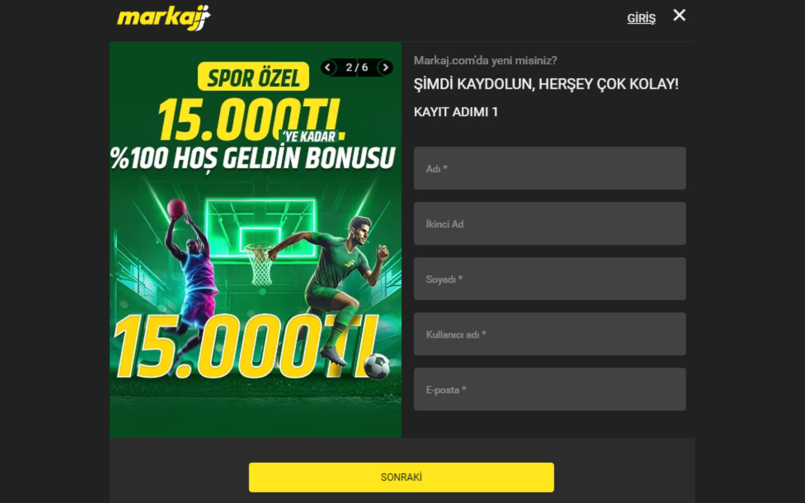 Markaj kayıt ekranında form doldurulurken ilerleme çubuğu ile sürecin gösterildiği modern tasarım.