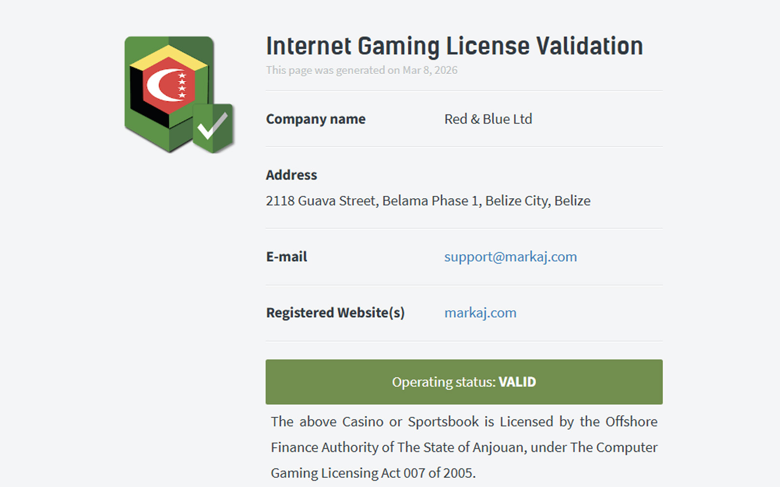 Markaj lisans sayfasında uluslararası denetim ve sertifikasyon vurgusu yapan tanıtıcı metinlerin görüldüğü görünüm.