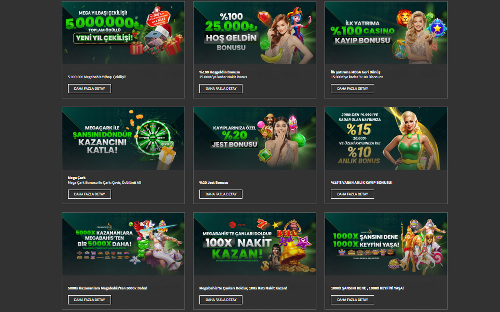 Megabahis bonus sayfasında güncel kayıt bonus ve free spin promosyonlarının öne çıkarıldığı tasarım.