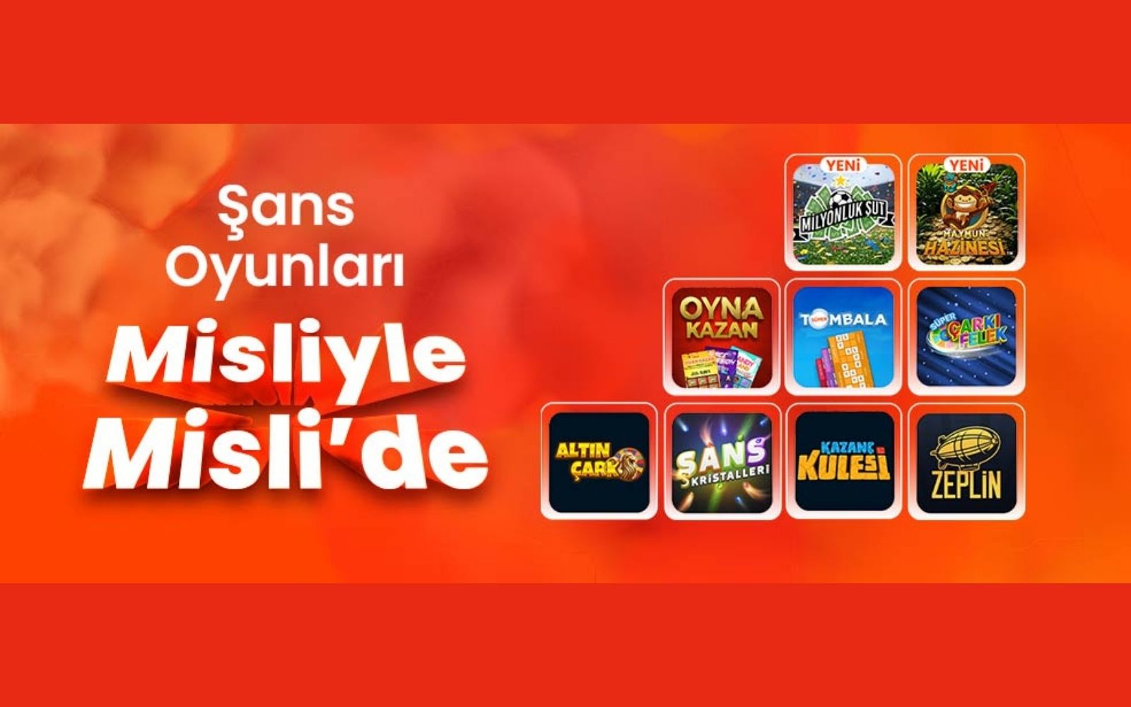 Misli casino sayfasında üst bannerda hoş geldin bonusu, altında casino oyunları koleksiyonunun yer aldığı ekran.