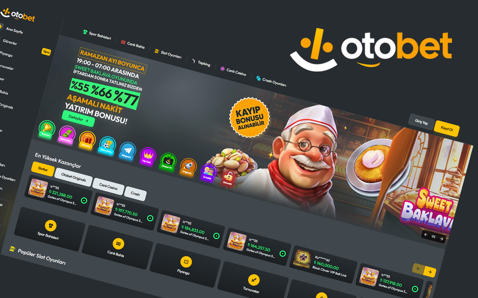 Otobet mobil sayfasında kullanıcıların tek tıkla giriş ve tek tıkla kupon paylaşımı yapabildiğini gösteren görsel.