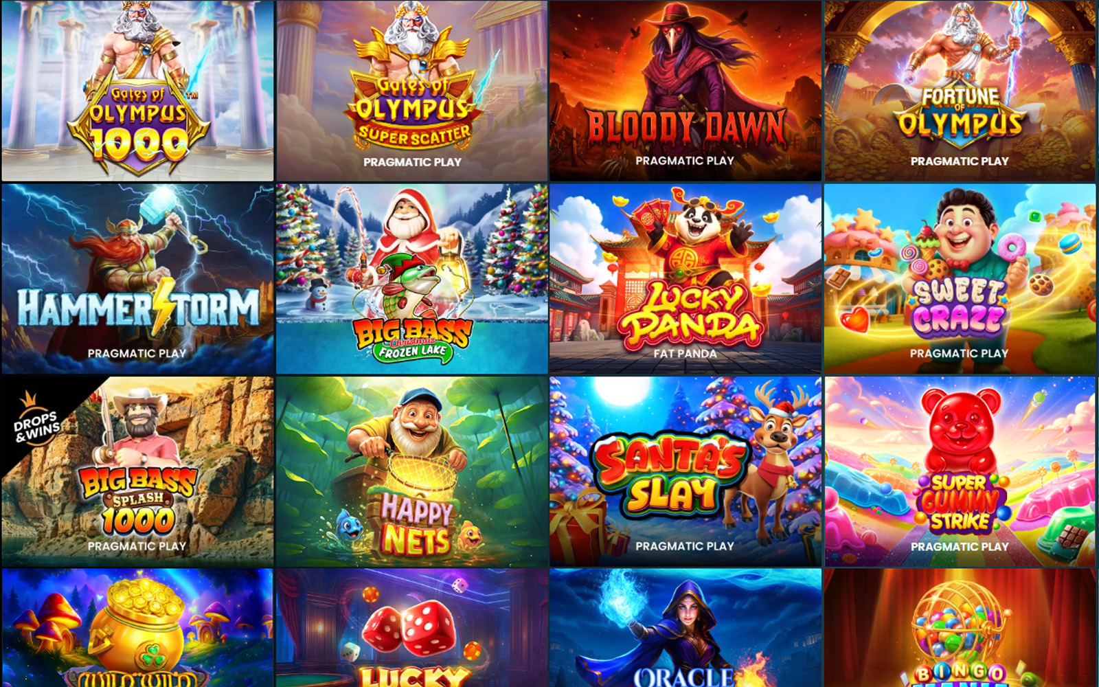 Polobet casino ekranında büyük görsellerle tanıtılan jackpot slot oyunları ve kazanç göstergeleri.