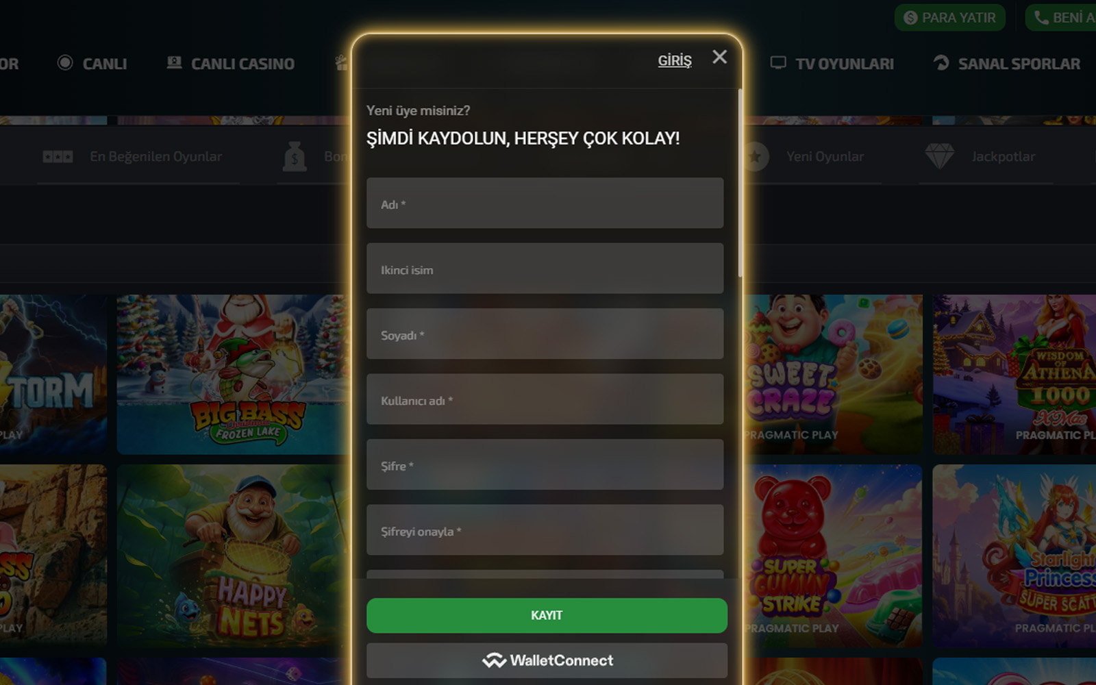 Polobet kayıt sayfasında daha önce hesap açmış kullanıcılar için giriş bağlantısının alt bölümde gösterildiği arayüz.