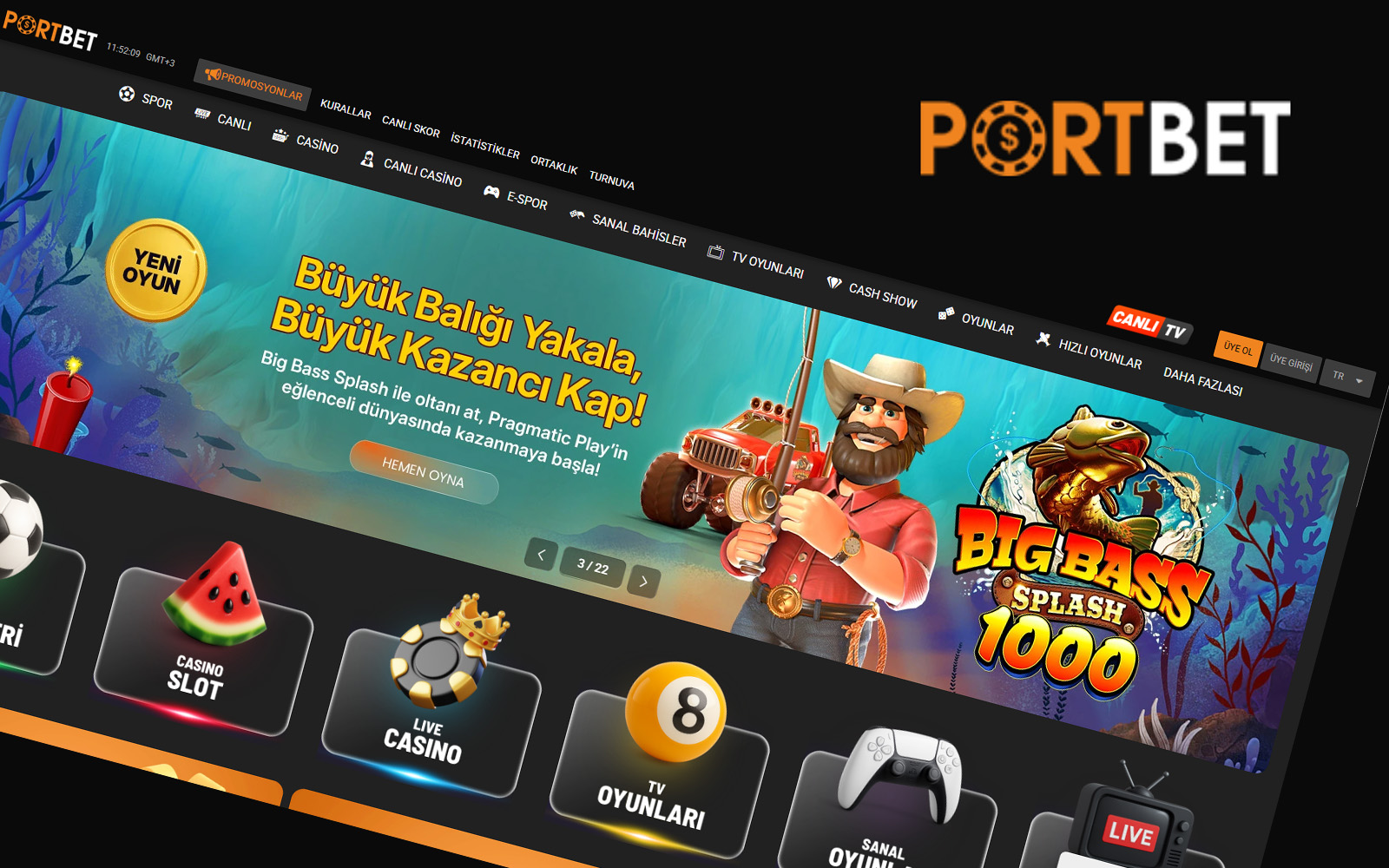 Portbet giriş sayfasında yeni kullanıcılar için dikkat çekici kayıt ol çağrısının bulunduğu ana ekran.