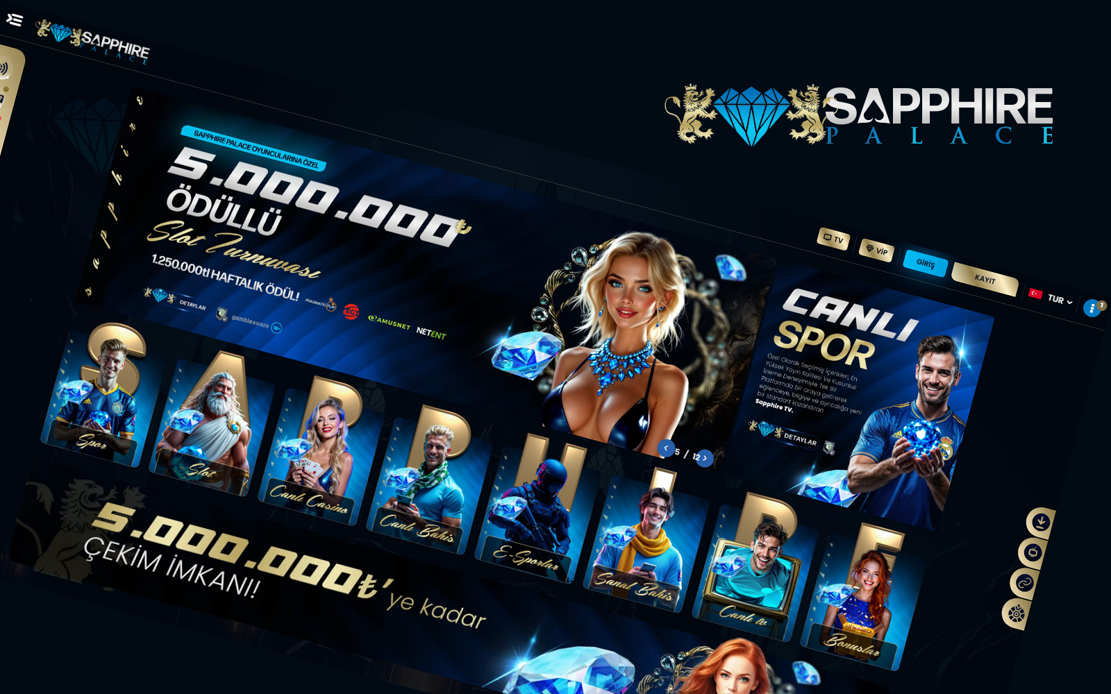 Sapphirepalace giriş ekranında kullanıcı deneyimini artıran sade renk paleti ve düzenli içerik blokları.