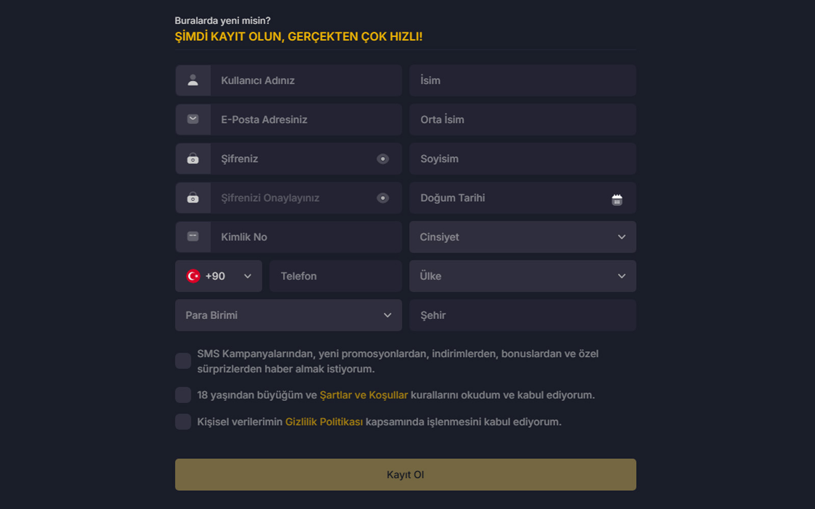 Slotbar giriş sayfasında yeni kullanıcılar için dikkat çekici kayıt ol çağrısının bulunduğu ana ekran.