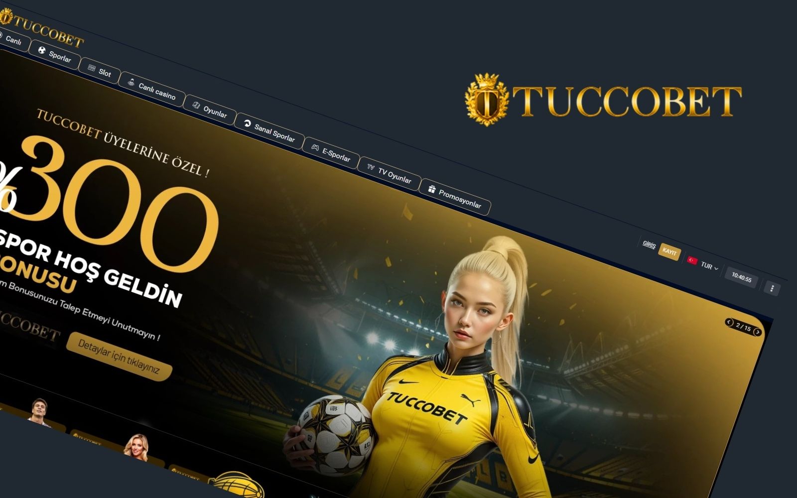 Tuccobet giriş anasayfasında canlı skorlar ve yaklaşan maçların listelendiği kullanıcı arayüzü.