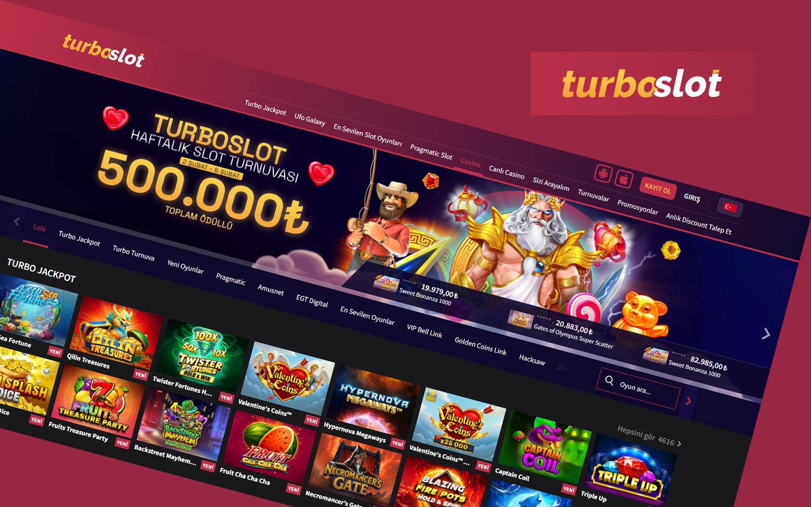 Turboslot giriş sayfasında kullanıcıların kupon oluşturmasına yardımcı olan ana menü ve oran listesi.