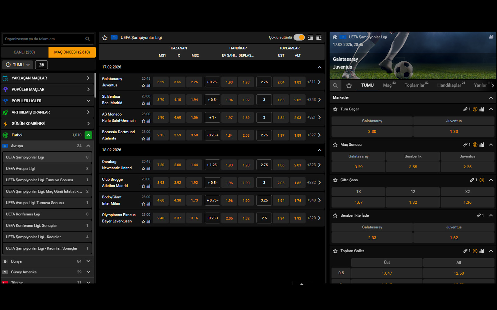 Ultrabet spor bahis ekranında oran değişimlerini yukarı ve aşağı ok işaretleriyle gösteren dinamik tasarım.